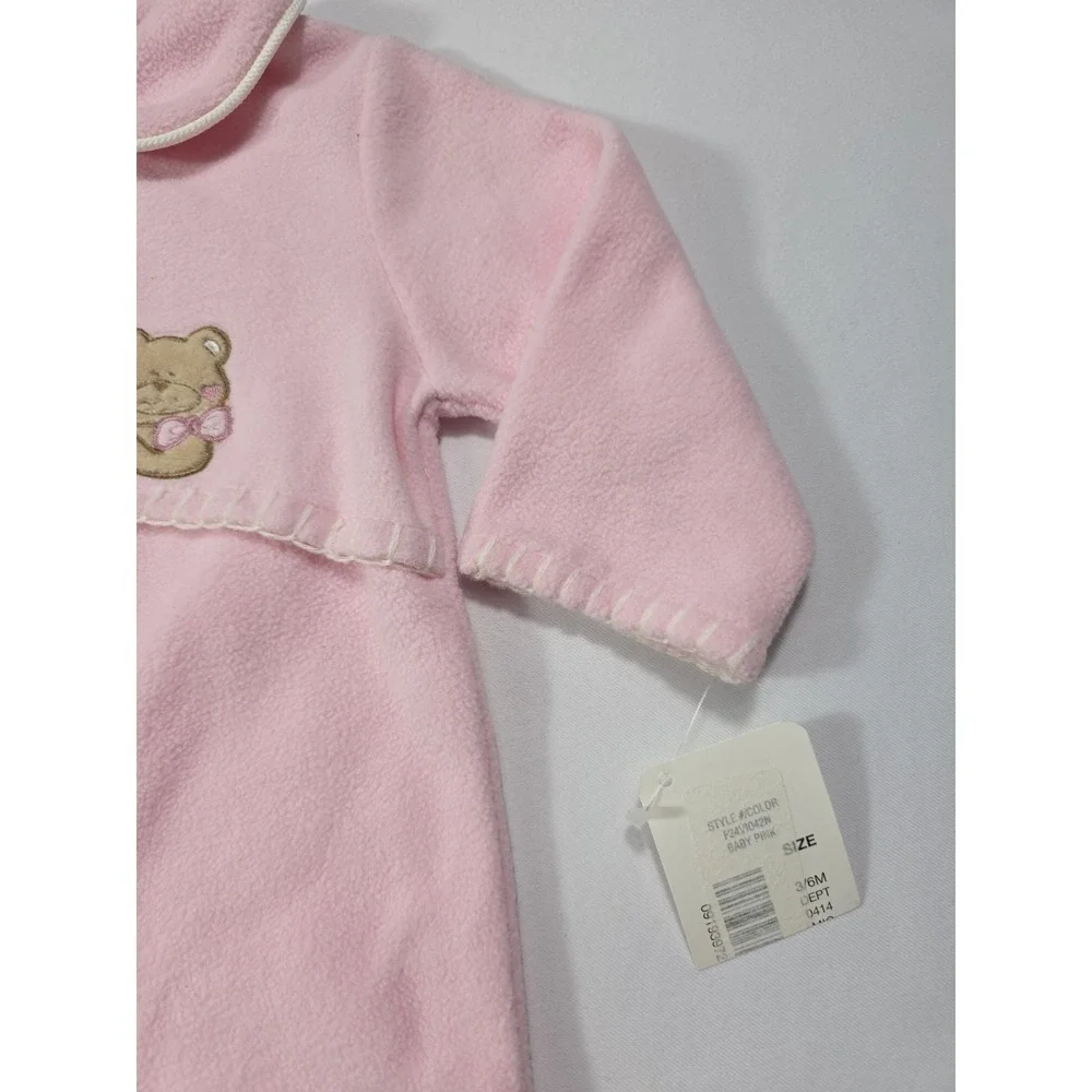 Class Club Pink Fleece Footed Sleeper Baby 3/6M NWT Y2K Bears